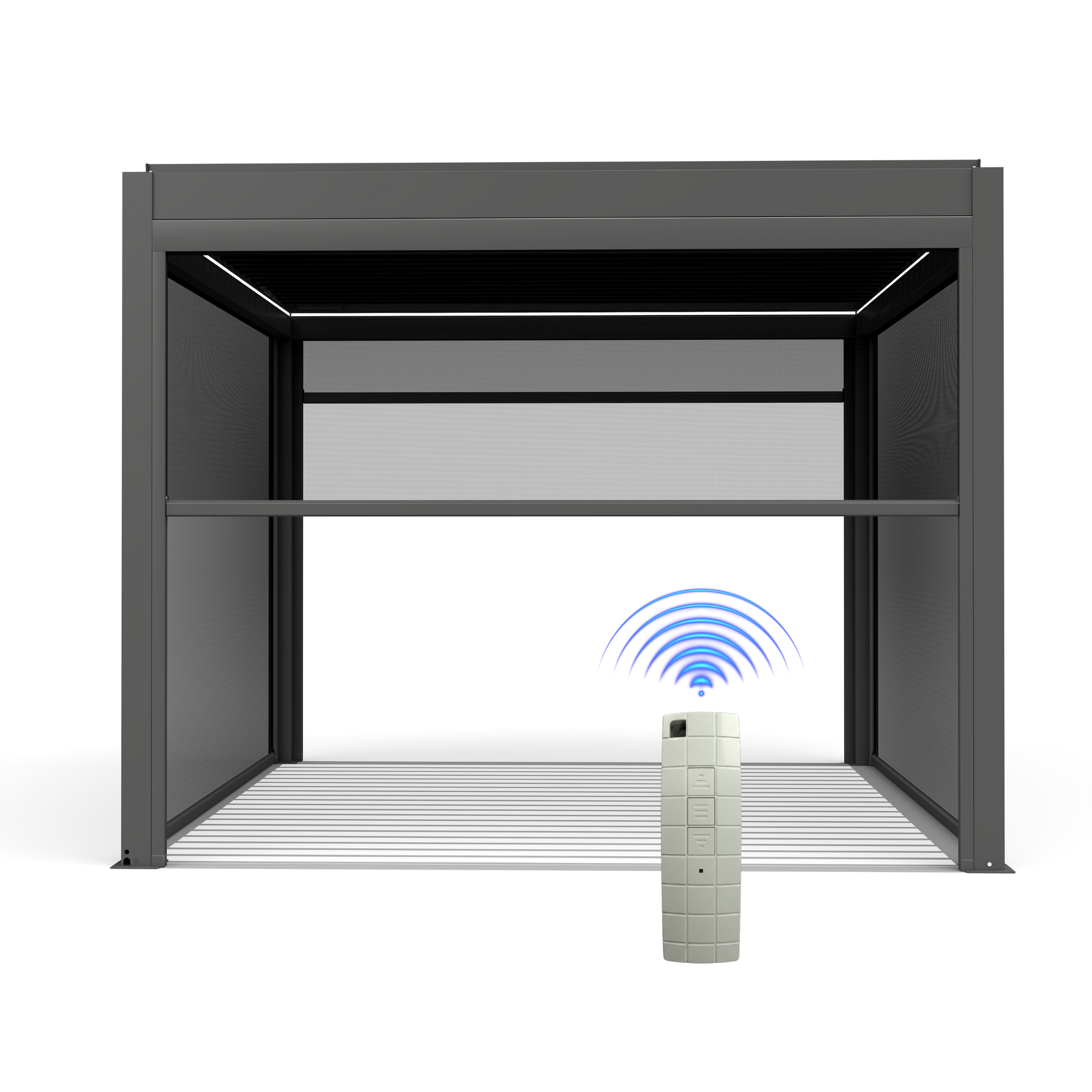 4M Motorized Zip Screen for Pergola – Remote Operated | All-Weather Protection & Privacy