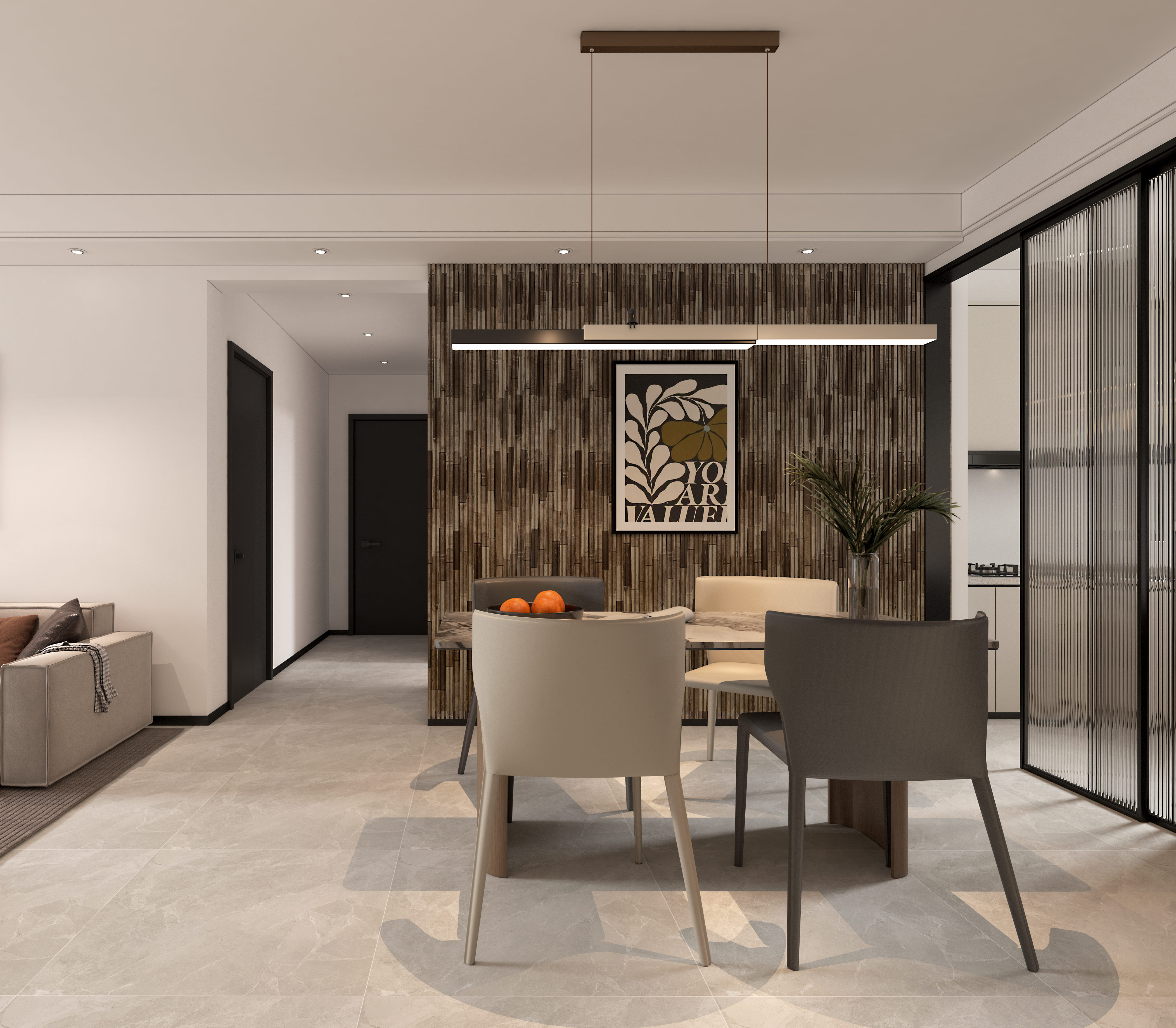 Six Pier Walnut Internal PVC Wall Cladding wall cladding panel close-up Melbourne | THQ