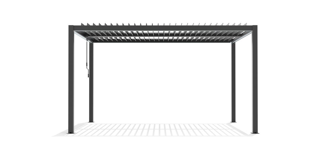 3x4 | Aluminium Louvered Pergola – Freestanding | Manual Roof with RGB Remote-Control Lights | Grey