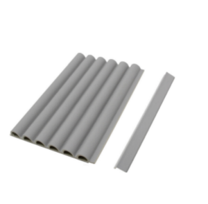 Round Slat Leather Internal PVC Wall Cladding installed feature wall Melbourne | THQ