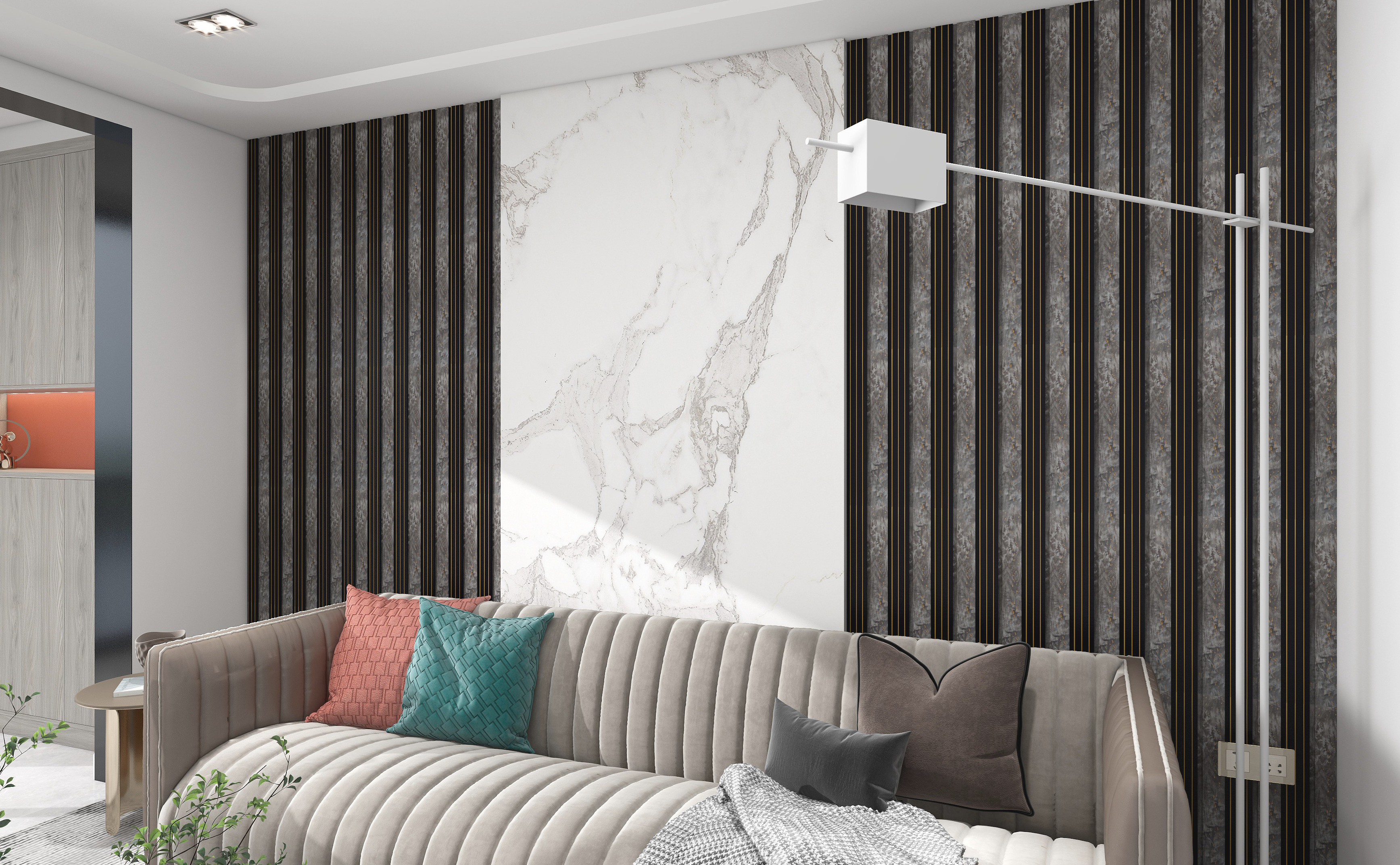 Gold & Grey PS FOAM Cladding wall cladding panel close-up Melbourne | THQ