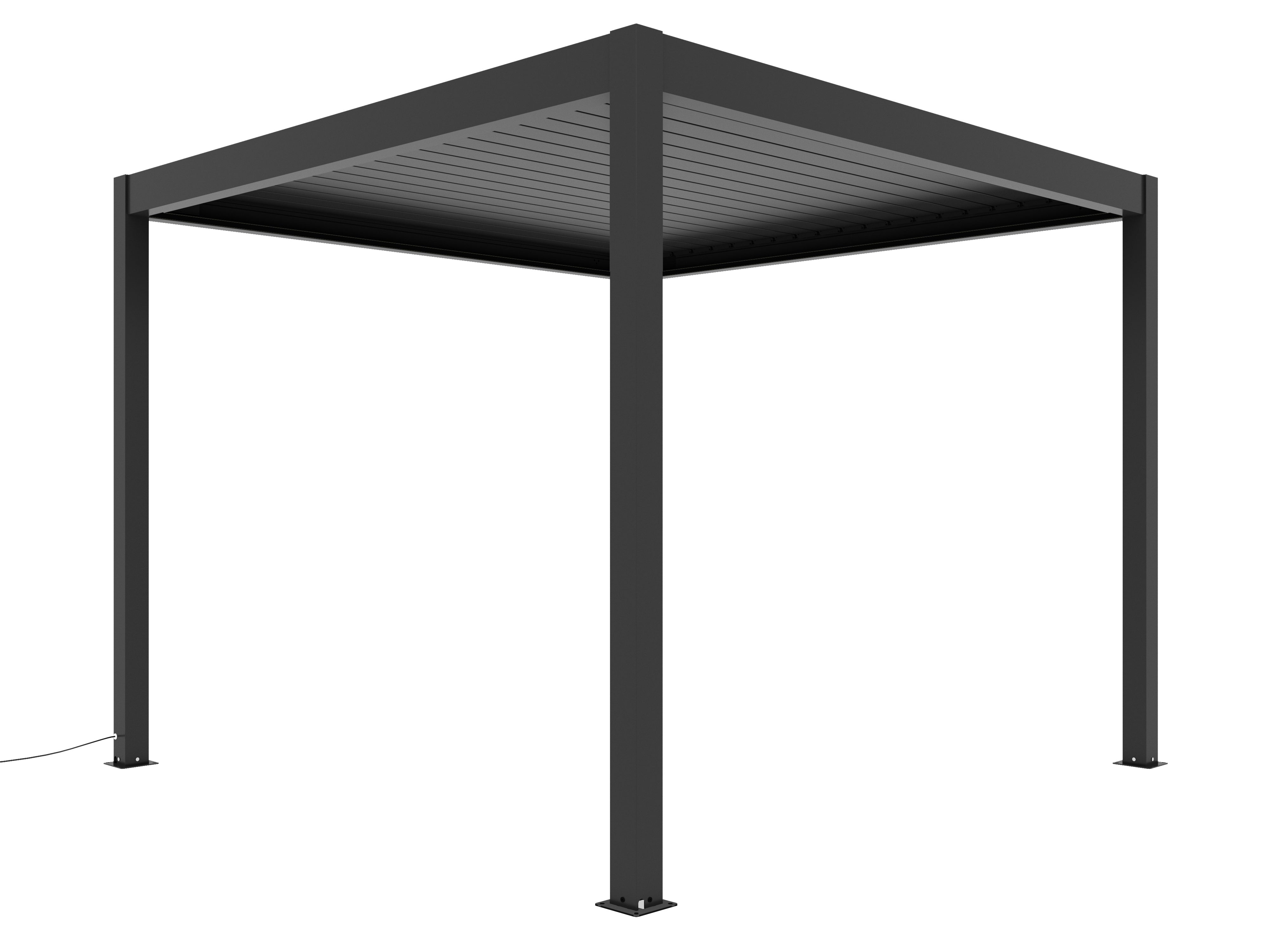 3x3 | Aluminium Louvered Pergola – Motorized Roof with Remote-Control & LED Lights | Grey