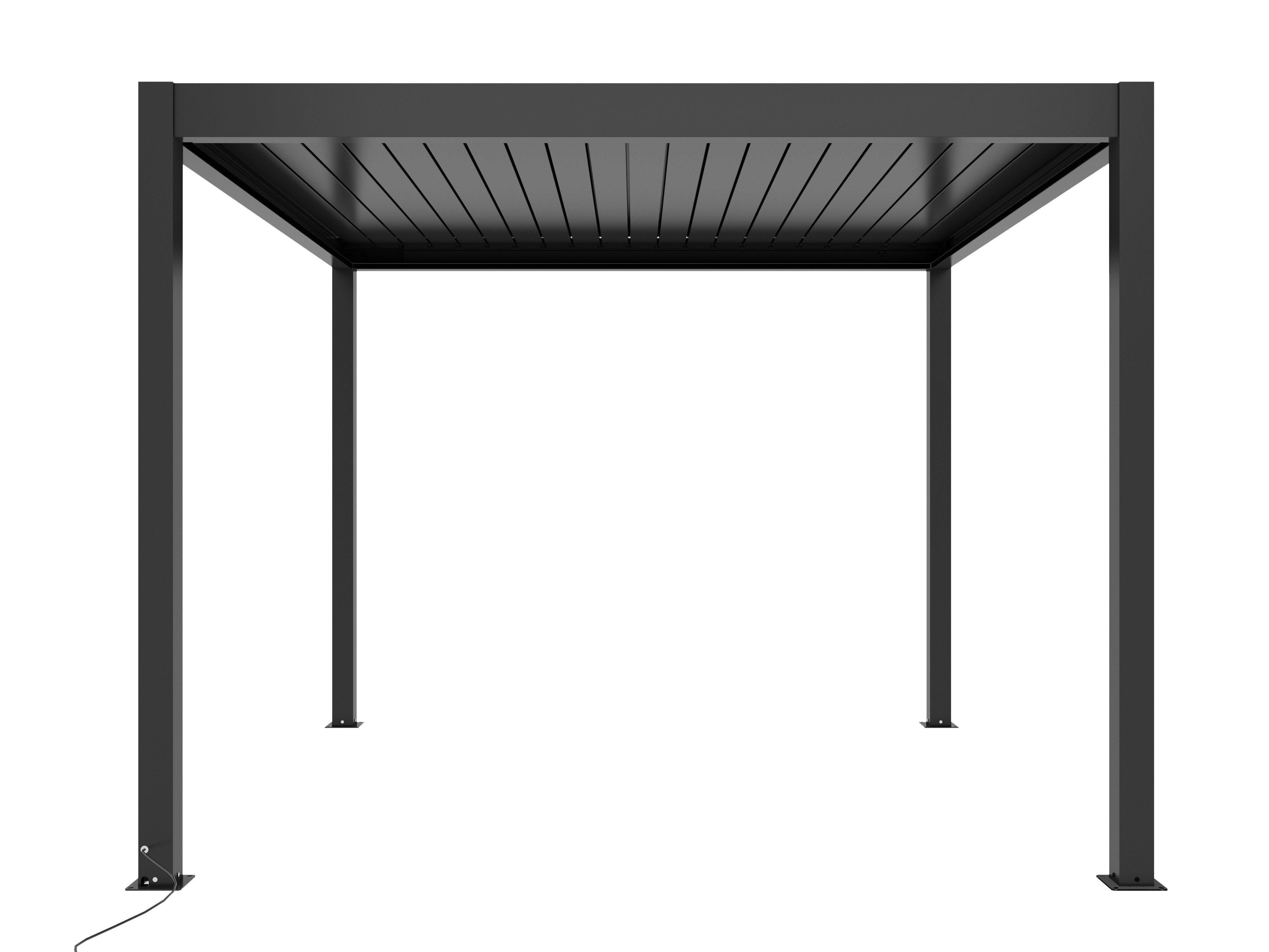 3x4 | Aluminium Louvered Pergola – Motorized Roof with Remote-Control & LED Lights | Grey