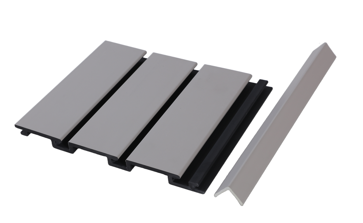 3P - Beige & Black Internal PVC Wall Cladding installed feature wall Melbourne | THQ