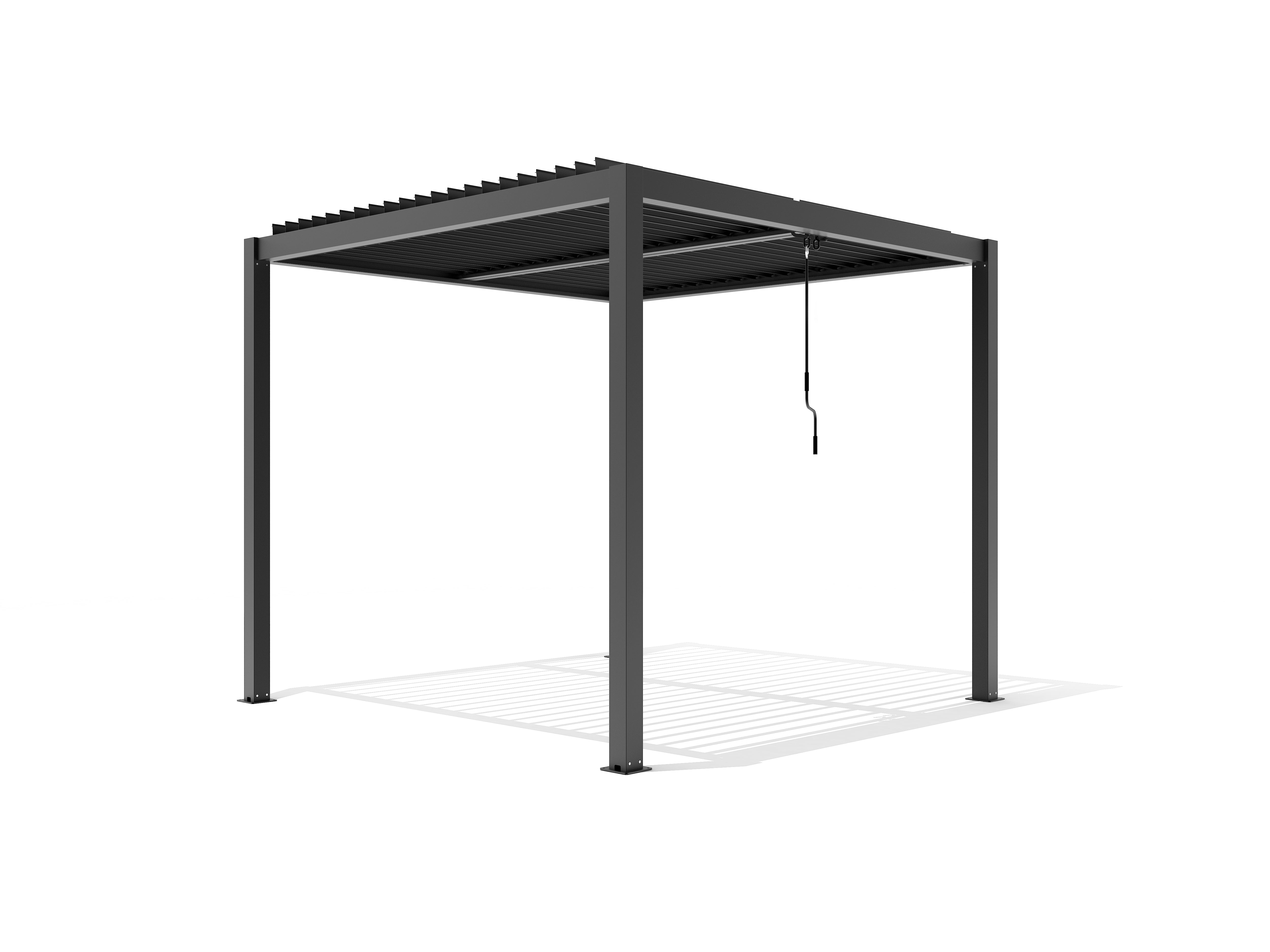 3x3 | Aluminium Louvered Pergola – Freestanding | Manual Roof with RGB Remote-Control Lights | Grey