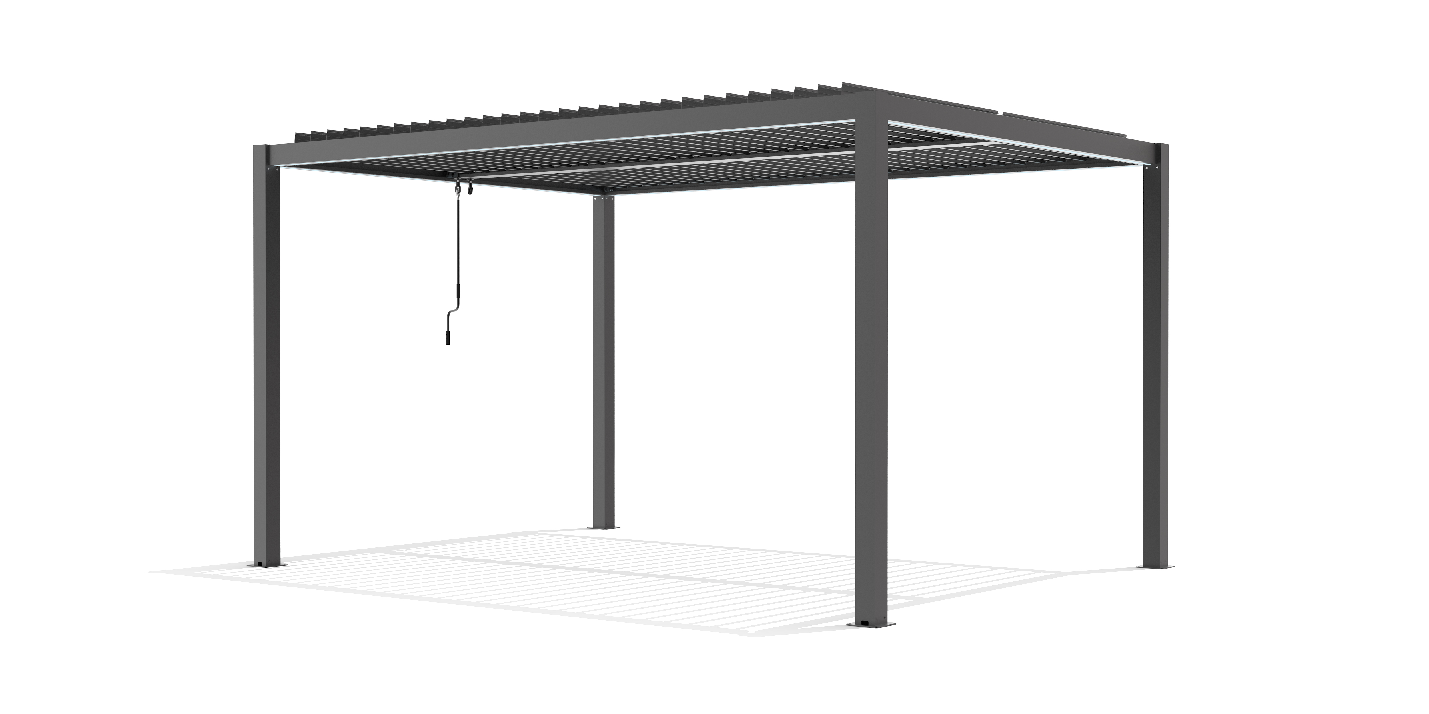 3x4 | Aluminium Louvered Pergola – Freestanding | Manual Roof with RGB Remote-Control Lights | Grey