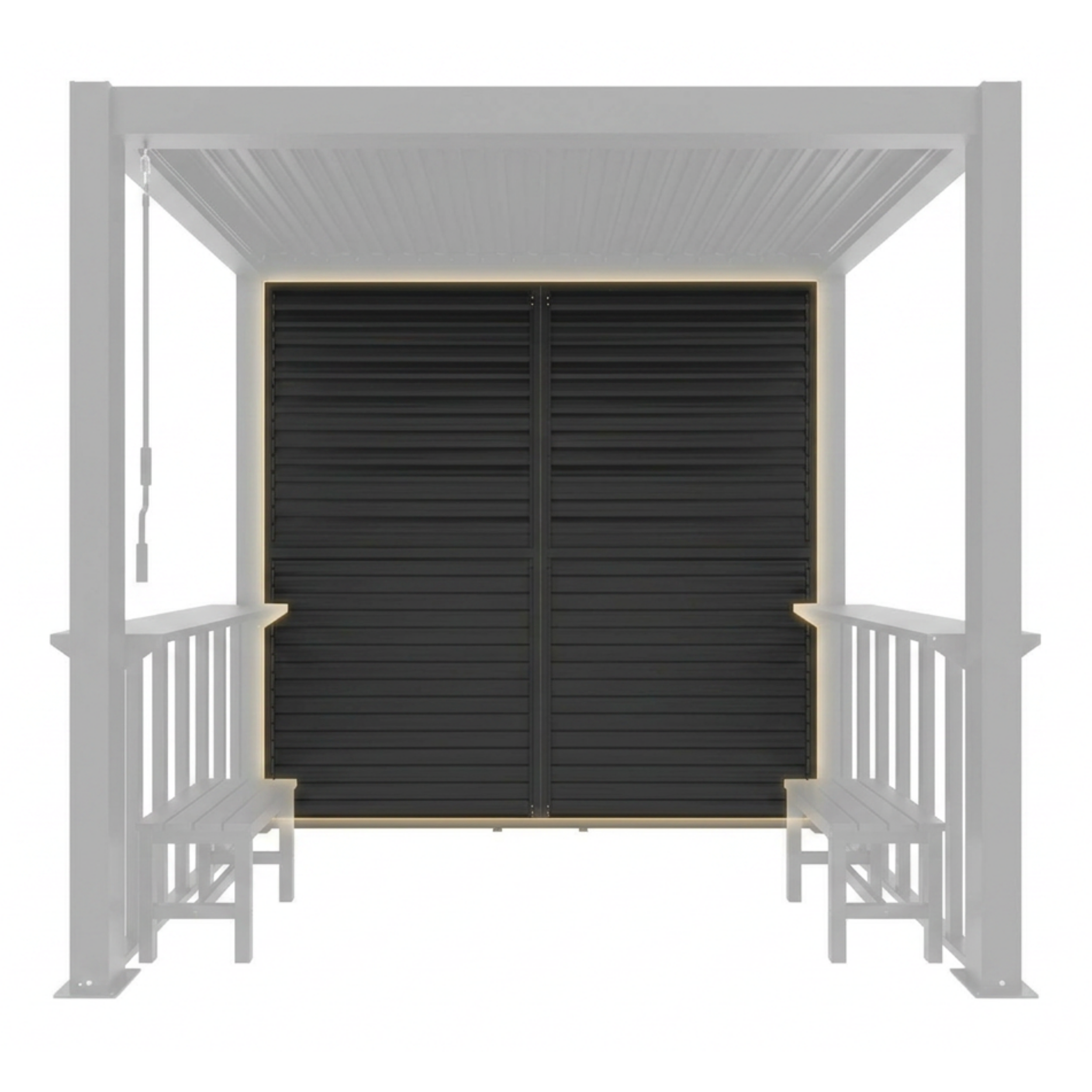Aluminium Back Wall Louver for BBQ Pergola 2.5m | Powder-Coated Grey