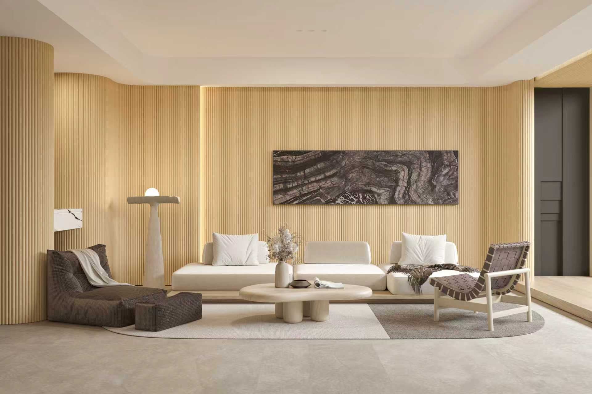 Flexible Wall Cladding Panel – Teak installed feature wall Melbourne | THQ
