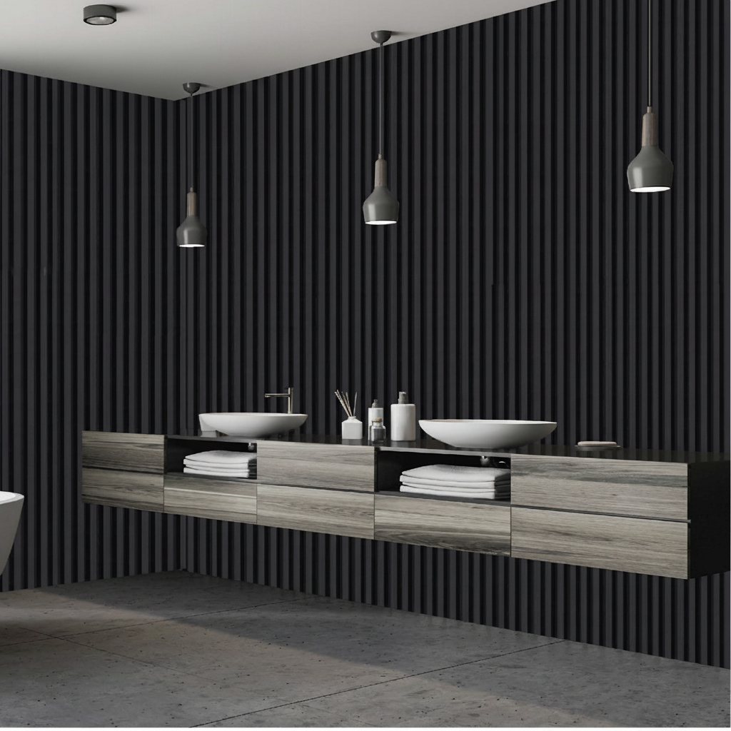Premium HP Royal Black PVC Wall Cladding | 160x24x2900mm Panels