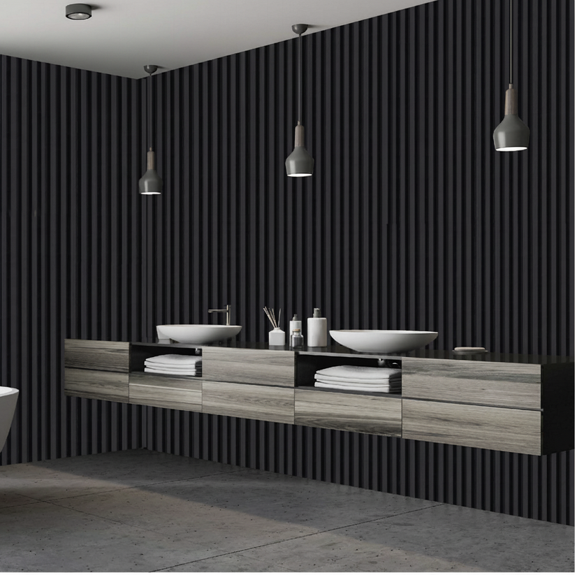 Pvc Cladding Kitchen Premium HP Royal Black PVC Wall Cladding | 160x24x2900mm Panels